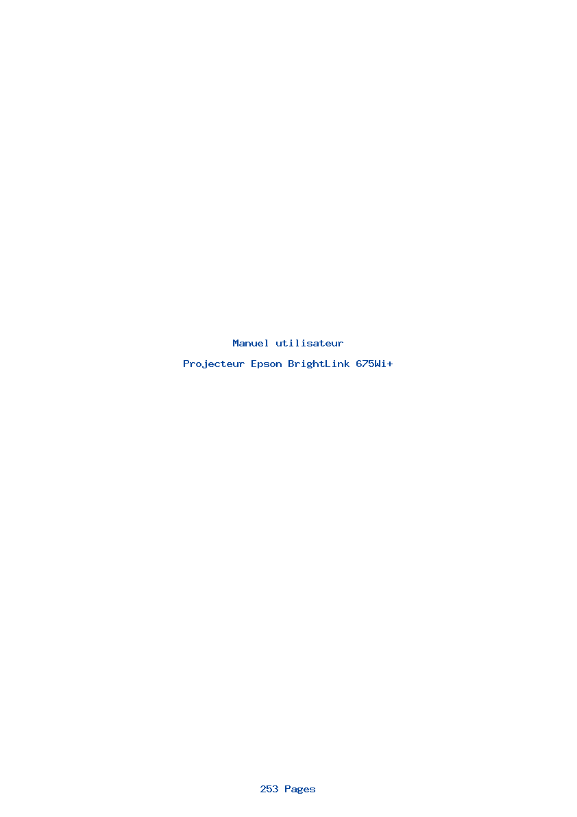 Page 1 de la notice Manuel utilisateur Epson BrightLink 675Wi+
