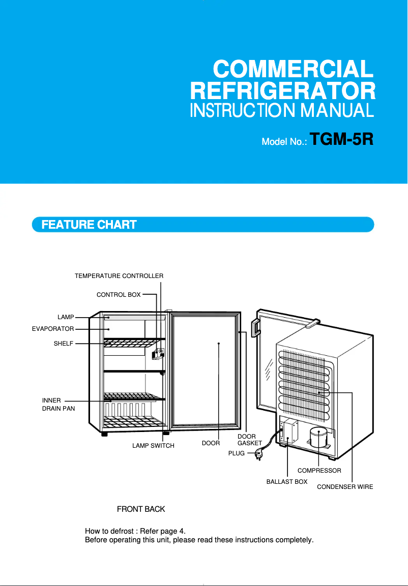 Página 1 del manual Manual de usuario Turbo air TGM-5R