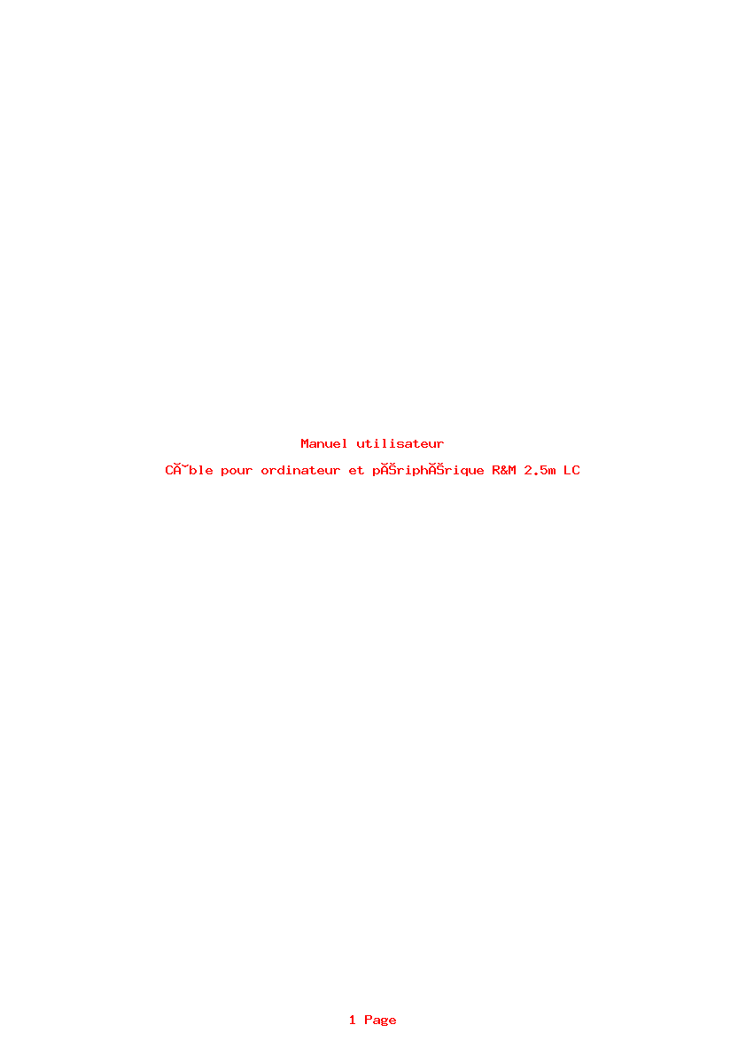 Page 1 de la notice Manuel utilisateur R&M 2.5m LC