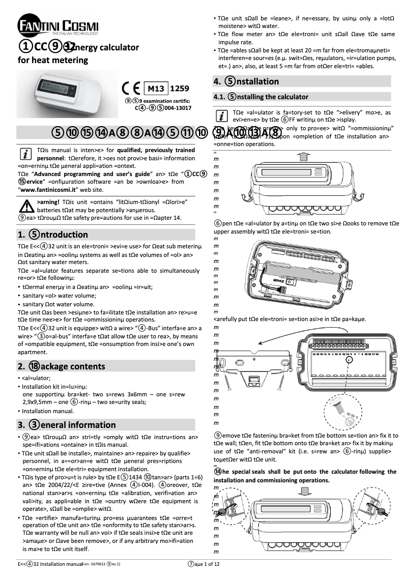 Page 1 de la notice Manuel utilisateur Fantini Cosmi ECCM32