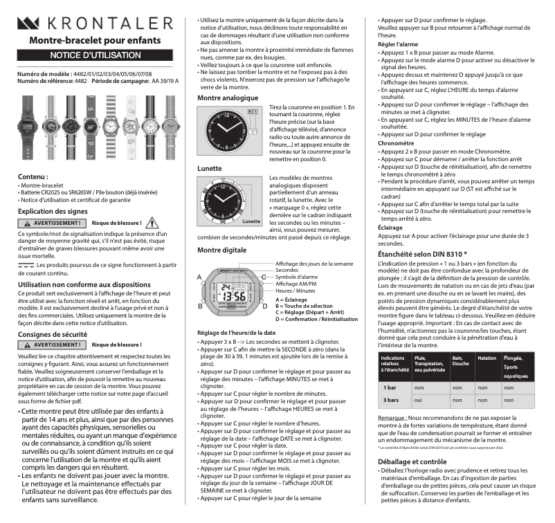 Page 1 de la notice Manuel utilisateur Krontaler 4482