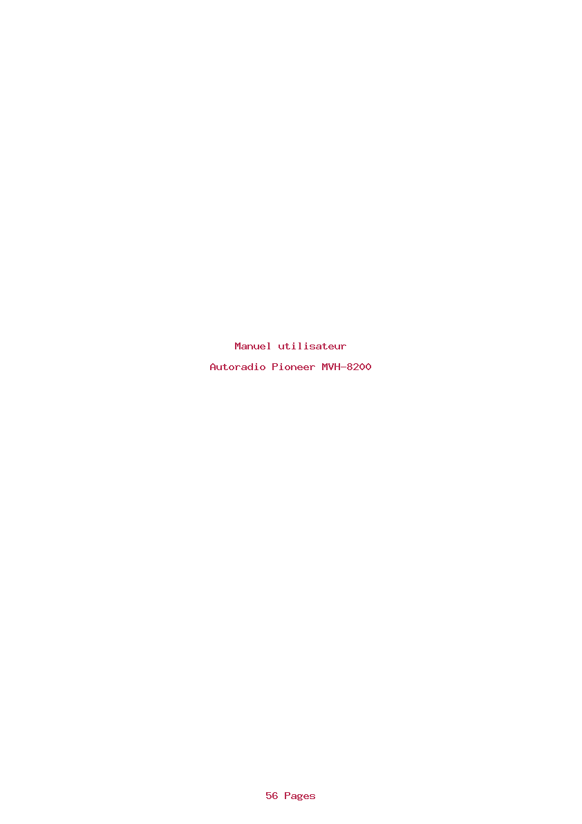 Page 1 de la notice Manuel utilisateur Pioneer MVH-8200