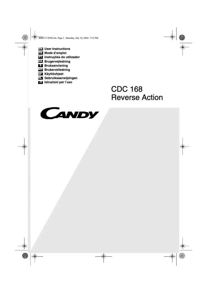 Page 1 of the manual User Manual Candy CDC 168-SY