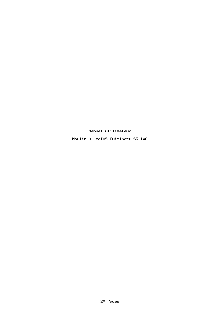 Page 1 de la notice Manuel utilisateur Cuisinart SG-10A