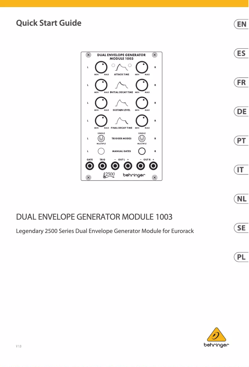 Página 1 del manual Manual de usuario Behringer Dual Envelope Generator Module 1003