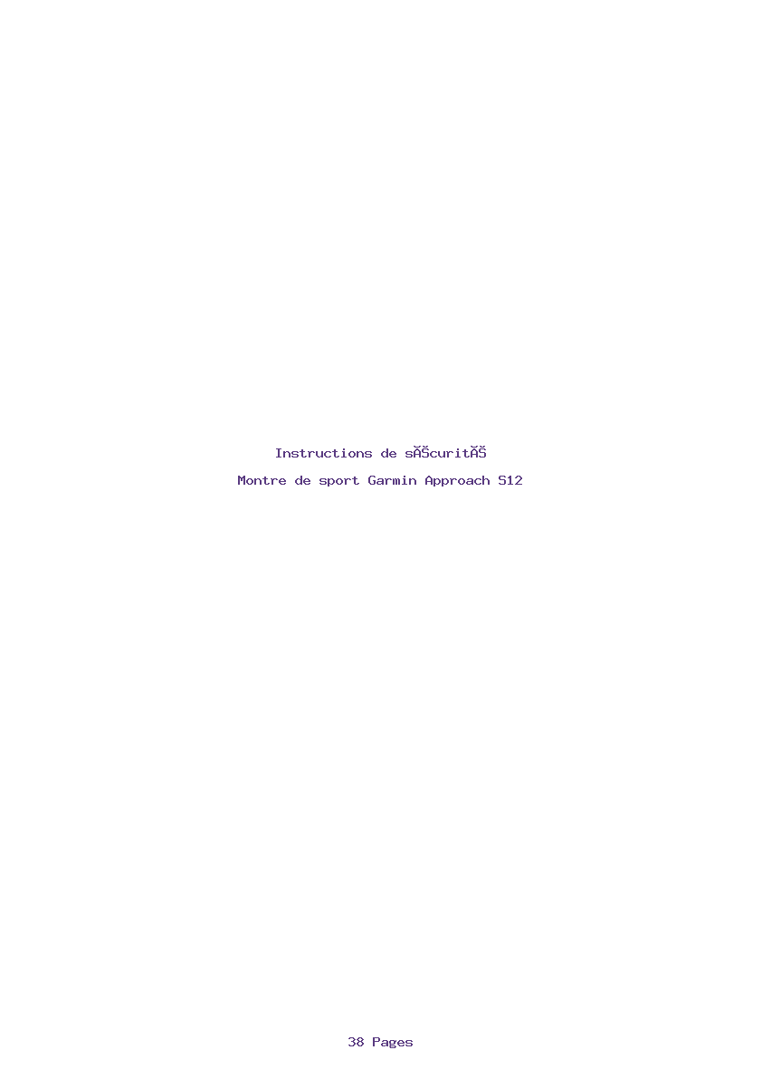 Image de la première page du manuel de l'appareil Approach S12