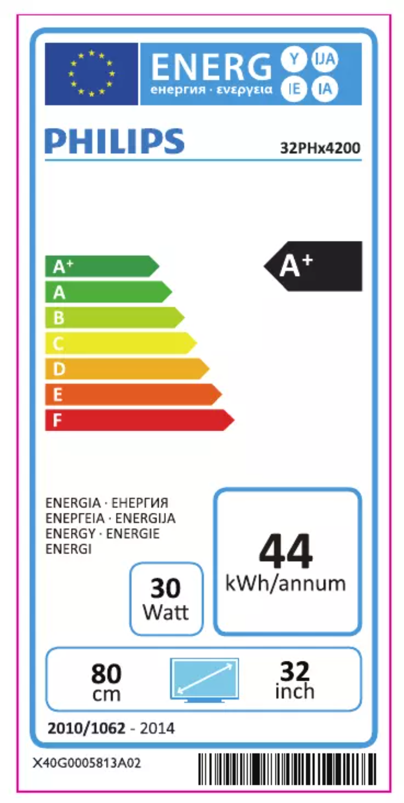 Page n°1 - Label énergétique Philips 32PHK4200