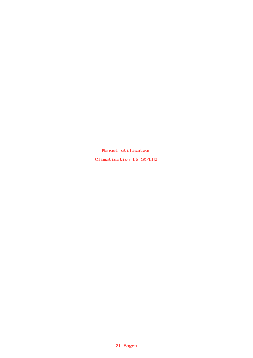 Page 1 de la notice Manuel utilisateur LG S07LHQ