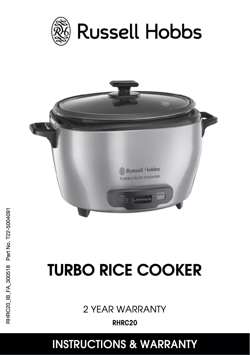 Page 1 de la notice Manuel utilisateur Russell Hobbs Turbo Rice Cooker RHRC20