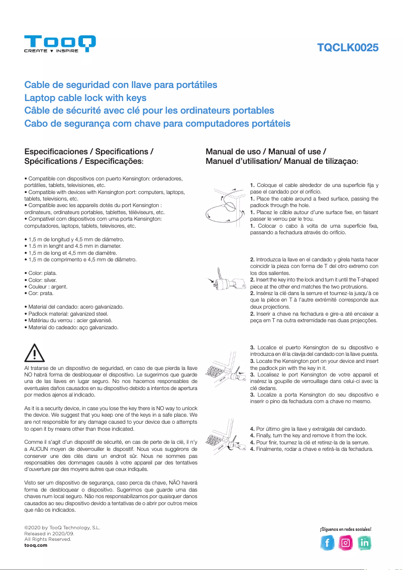 Page 1 de la notice Manuel utilisateur TooQ TQCLKC0025