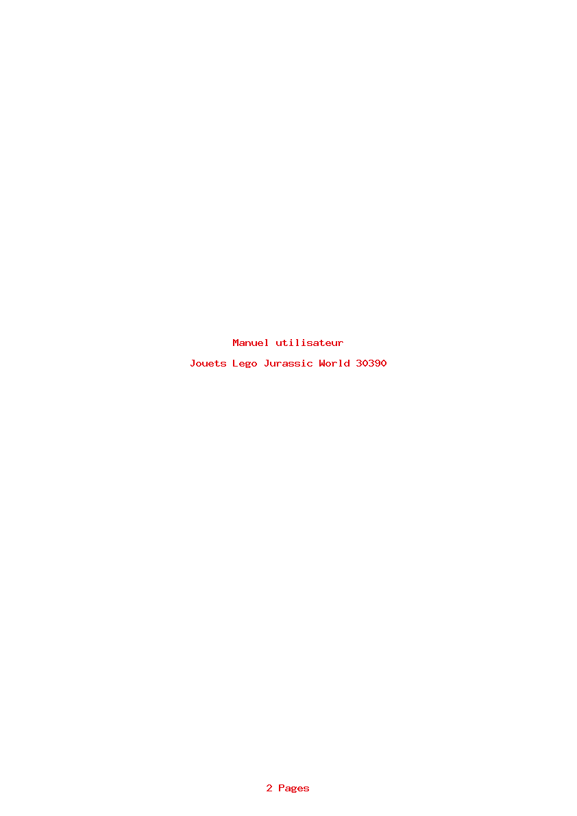 Page 1 de la notice Manuel utilisateur Lego Jurassic World 30390