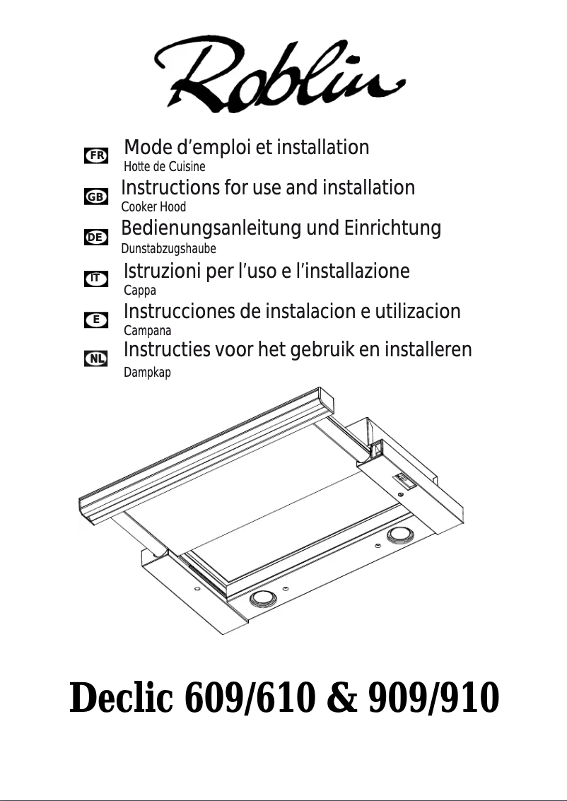 Page 1 de la notice Manuel utilisateur Roblin Declic 909