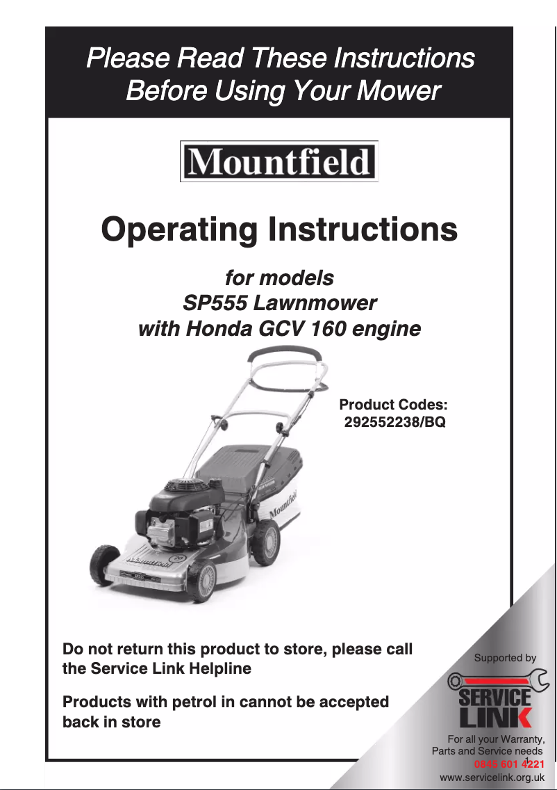 Page 1 de la notice Manuel utilisateur Mountfield SP555RV