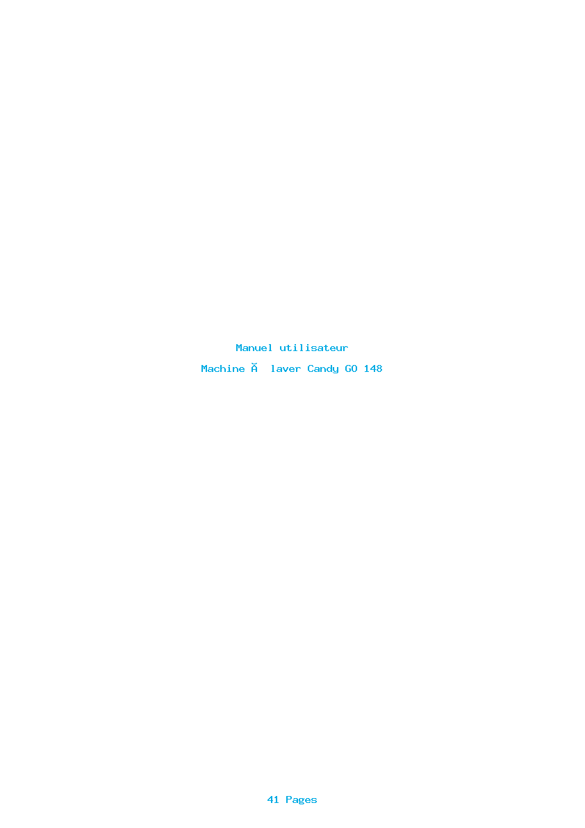Page 1 de la notice Manuel utilisateur Candy GO 148