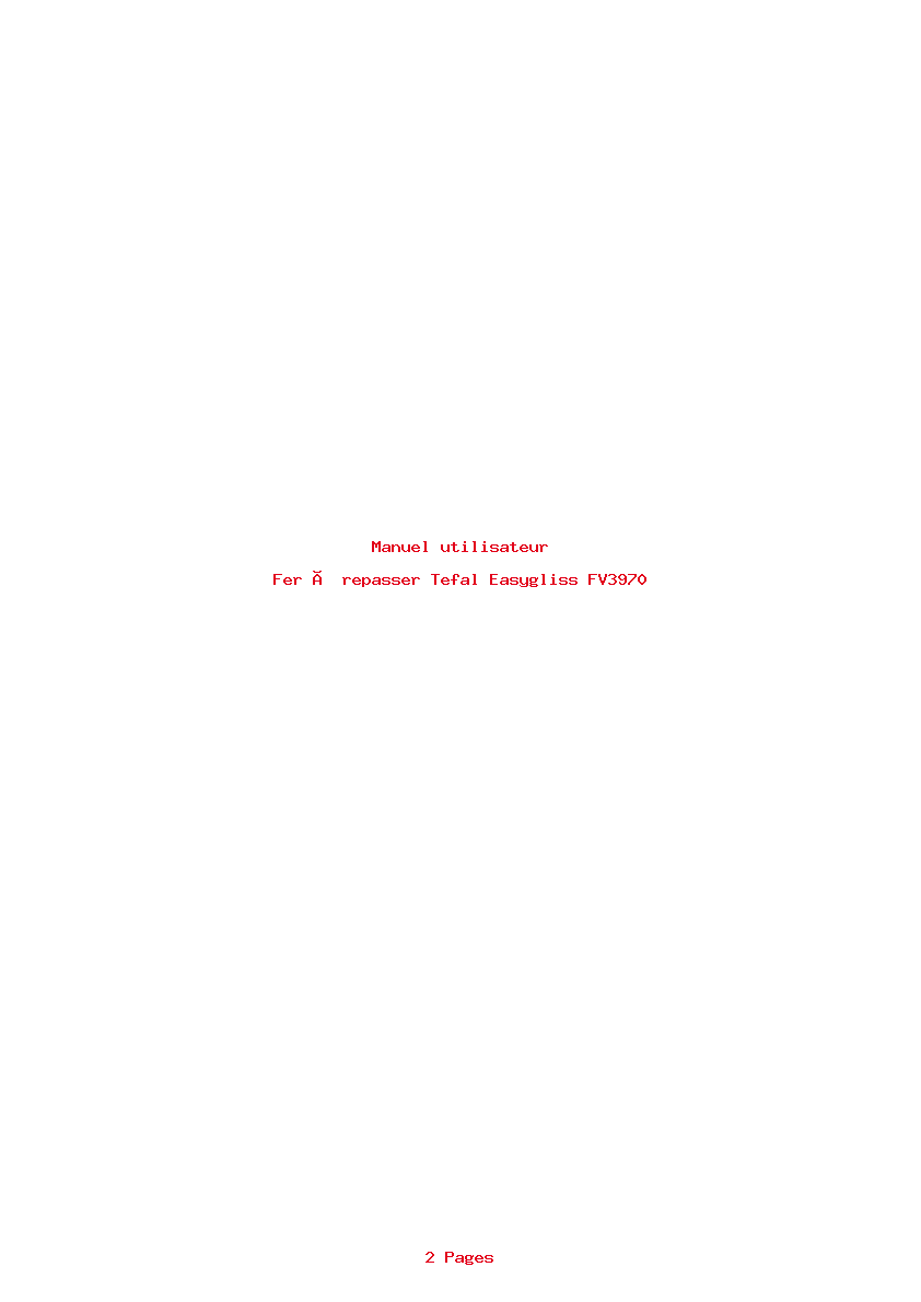 Page 1 de la notice Manuel utilisateur Tefal Easygliss FV3970