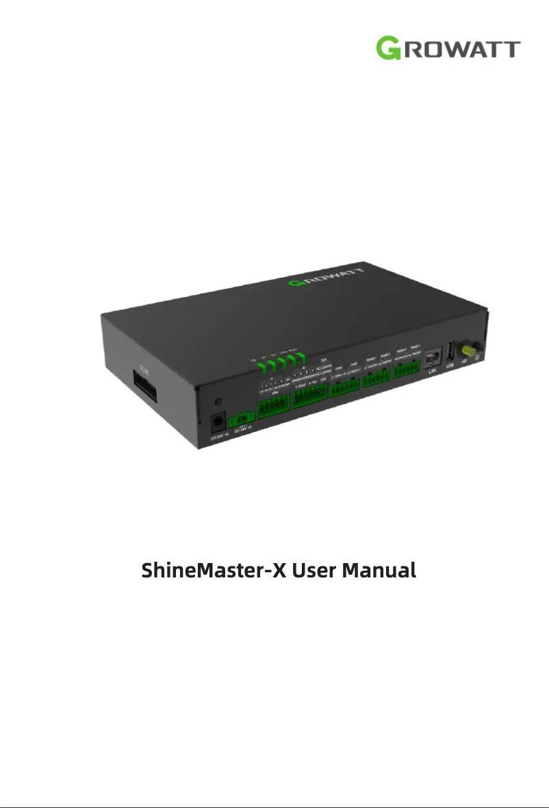 Page 1 de la notice Manuel utilisateur Growatt ShineMaster-X