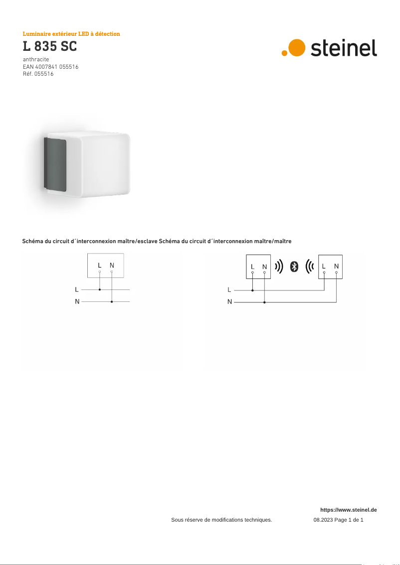 Página 1 del manual Diagrama de cableado Steinel L 835 SC