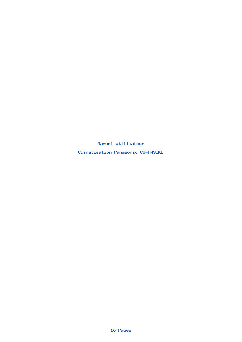 Page 1 de la notice Manuel utilisateur Panasonic CU-PW9CKE