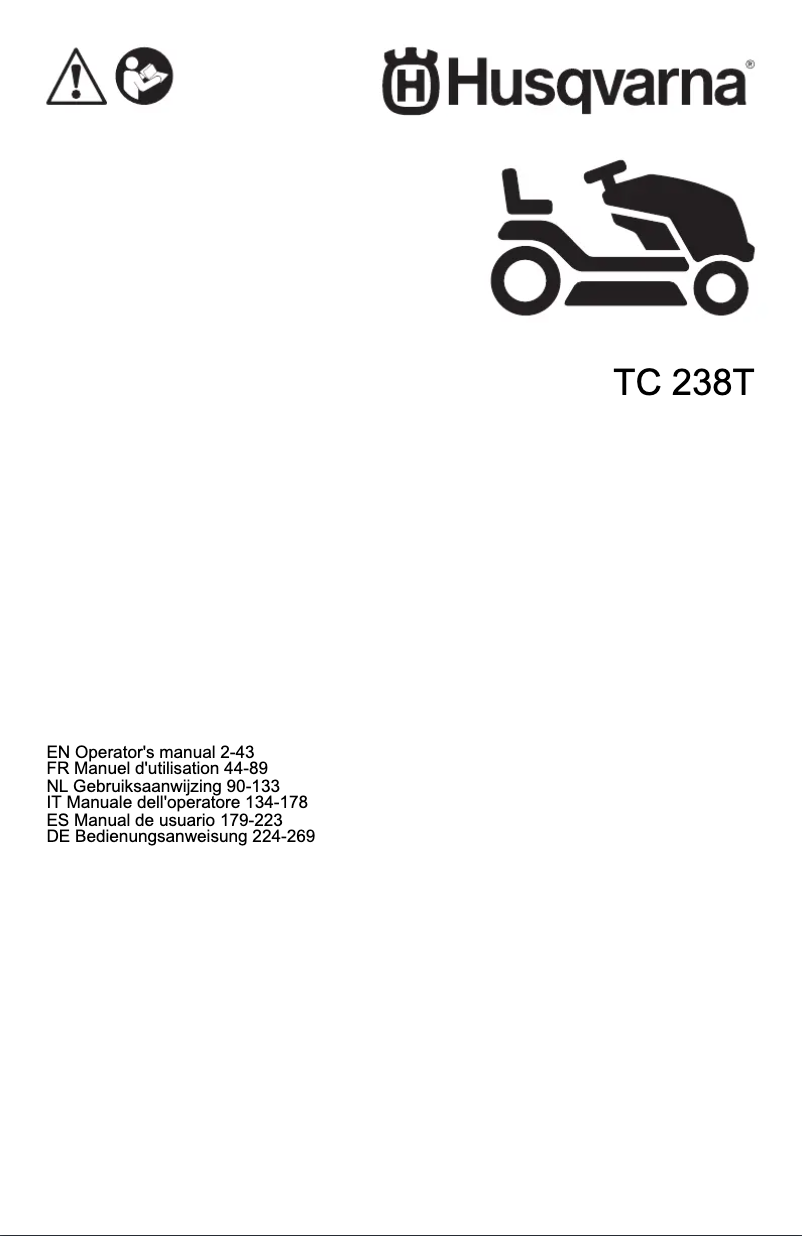 Page 1 de la notice Manuel utilisateur Husqvarna TC 238T