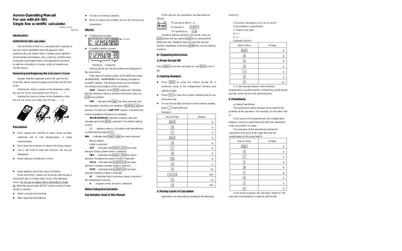 Page 1 de la notice Manuel utilisateur Aurora AX-501