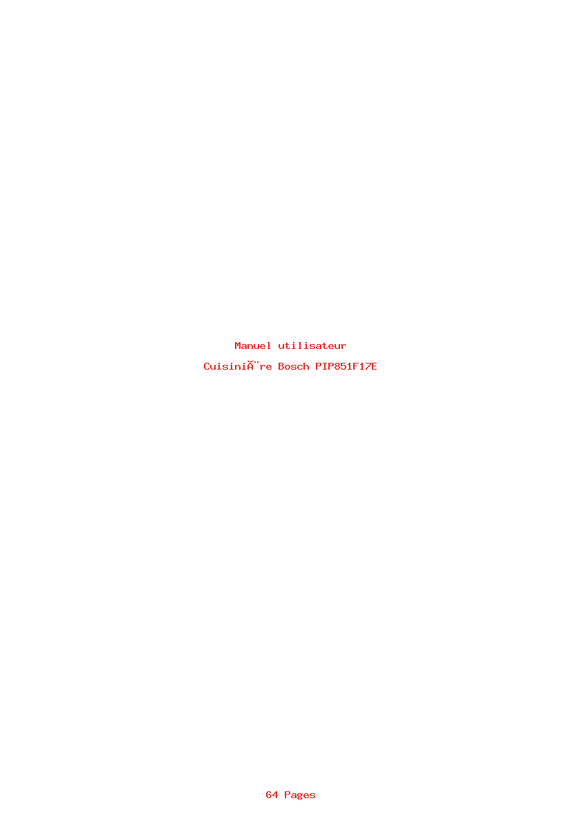 Page 1 de la notice Manuel utilisateur Bosch PIP851F17E