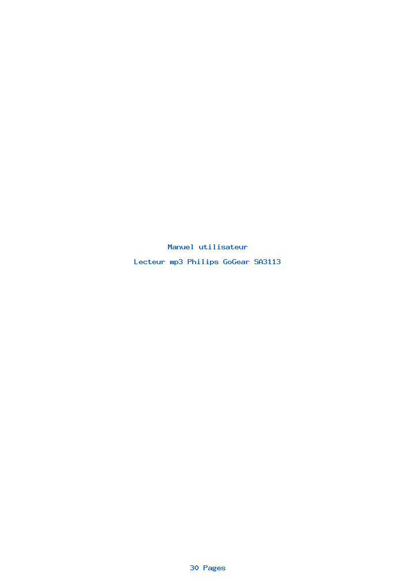 Page 1 de la notice Manuel utilisateur Philips GoGear SA3113