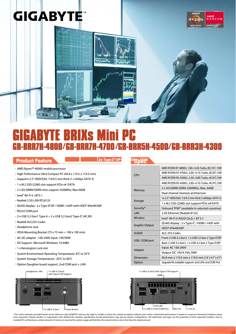 Page 1 of the manual Technical Sheet Gigabyte GB-BRR5H-4500