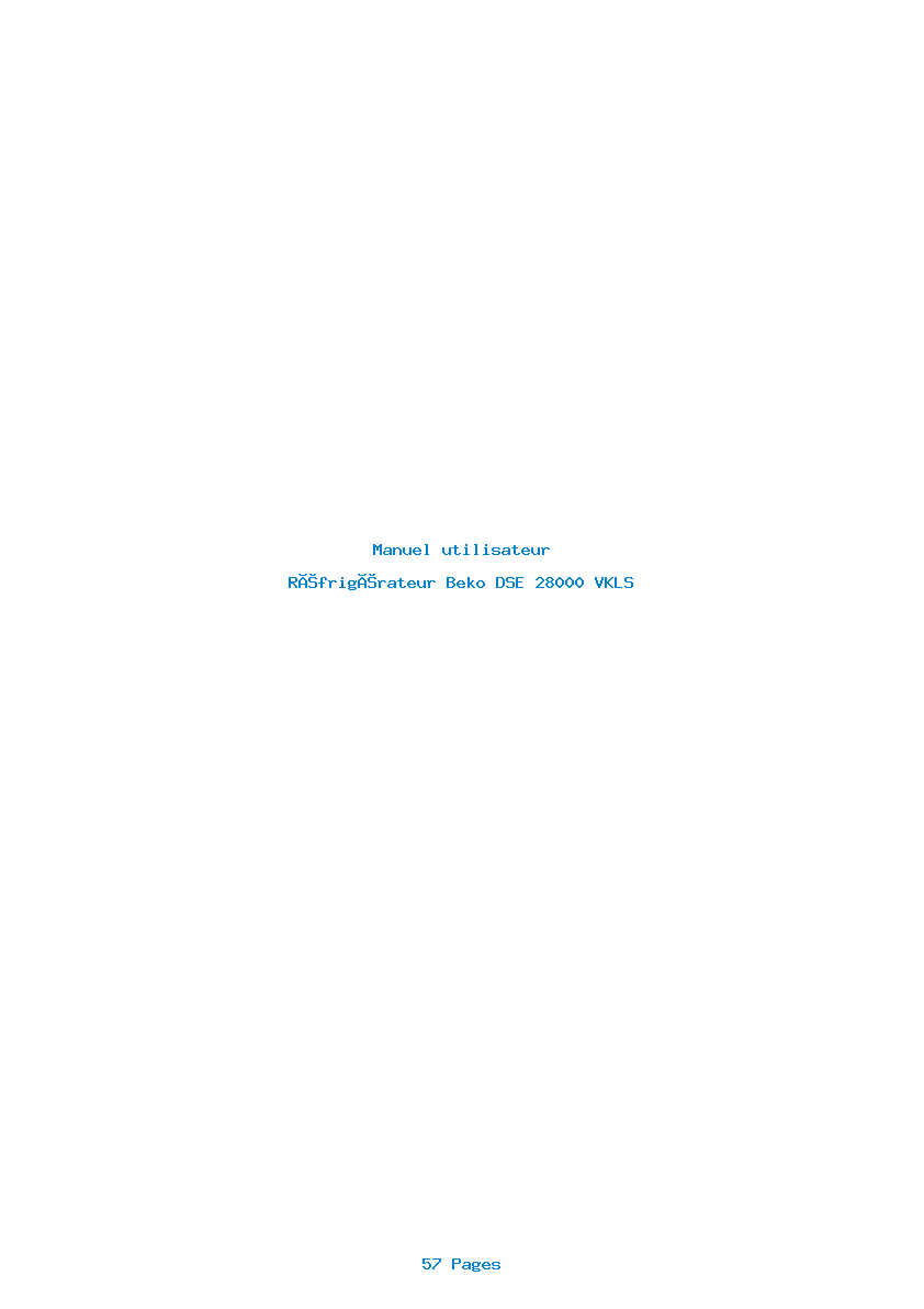 Page 1 de la notice Manuel utilisateur Beko DSE 28000 VKLS