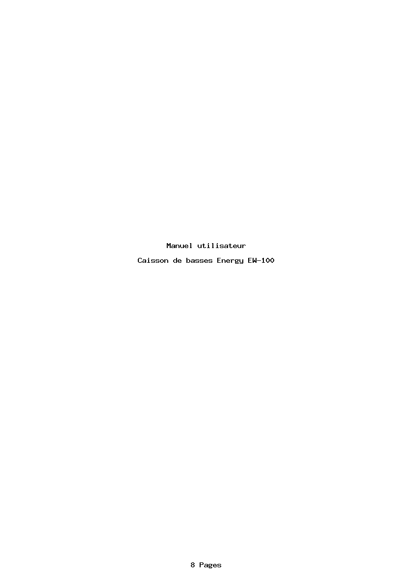 Page 1 de la notice Manuel utilisateur Energy EW-100