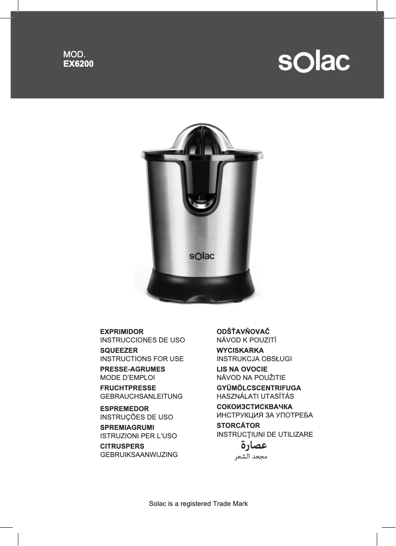 Page 1 de la notice Manuel utilisateur Solac Stillo 300 EX6200