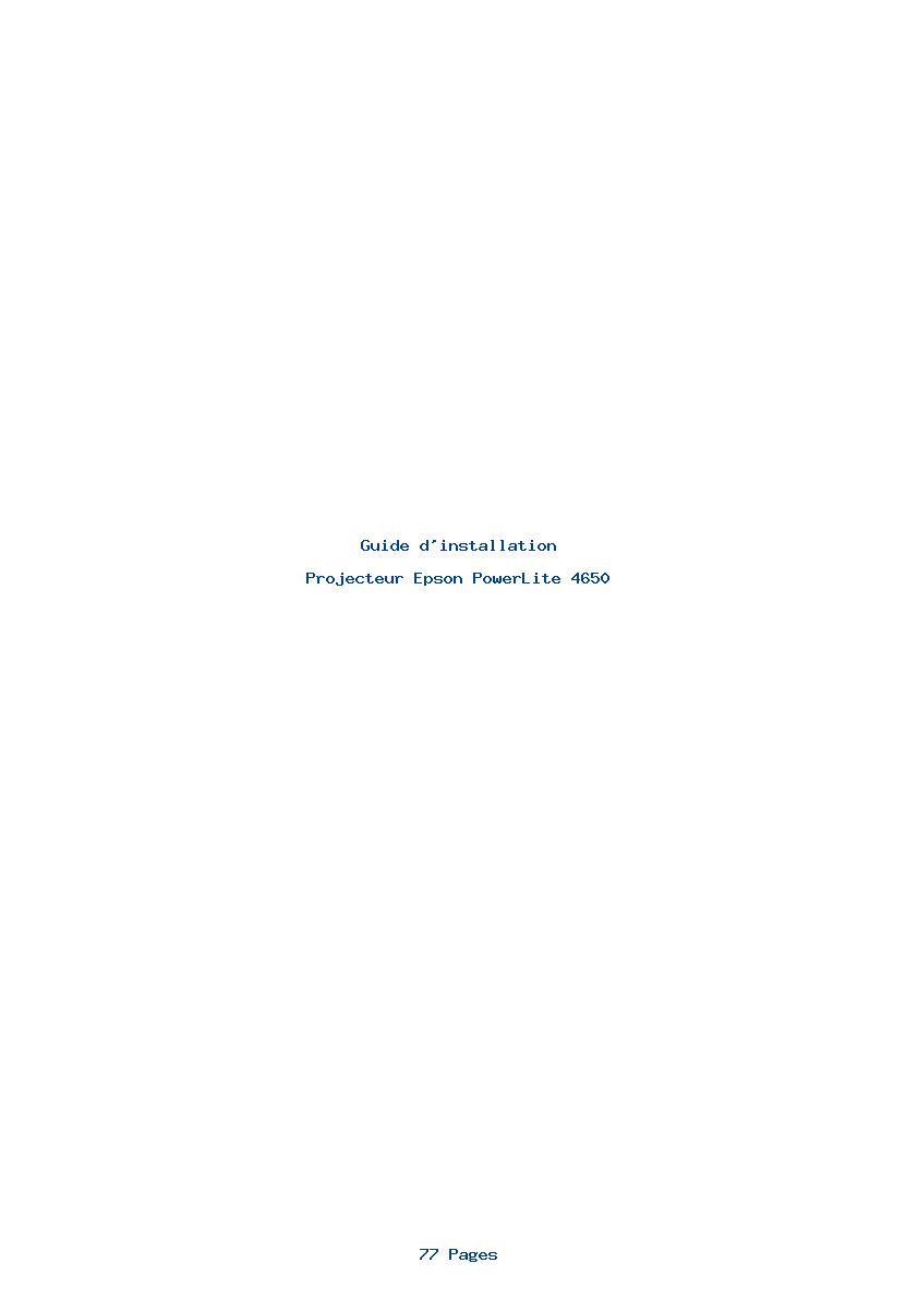 Page 1 de la notice Guide d'installation Epson PowerLite 4650