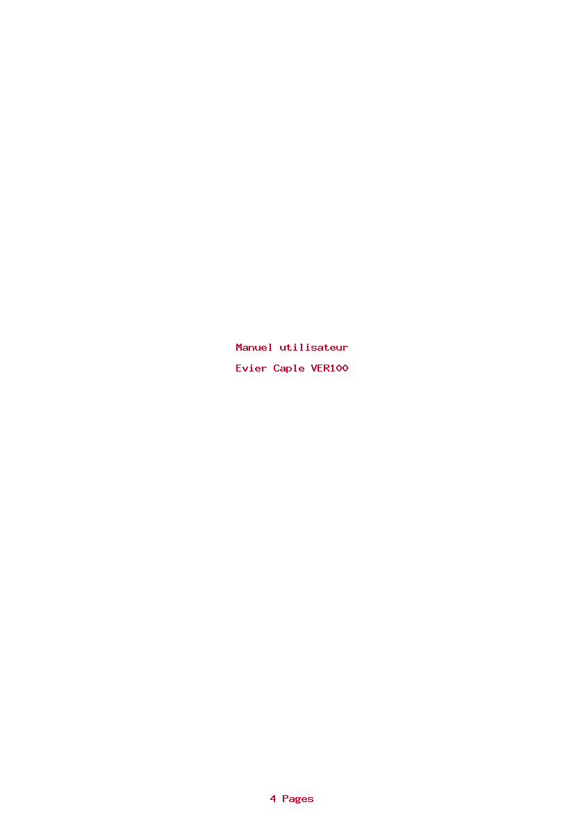 Page 1 de la notice Manuel utilisateur Caple VER100