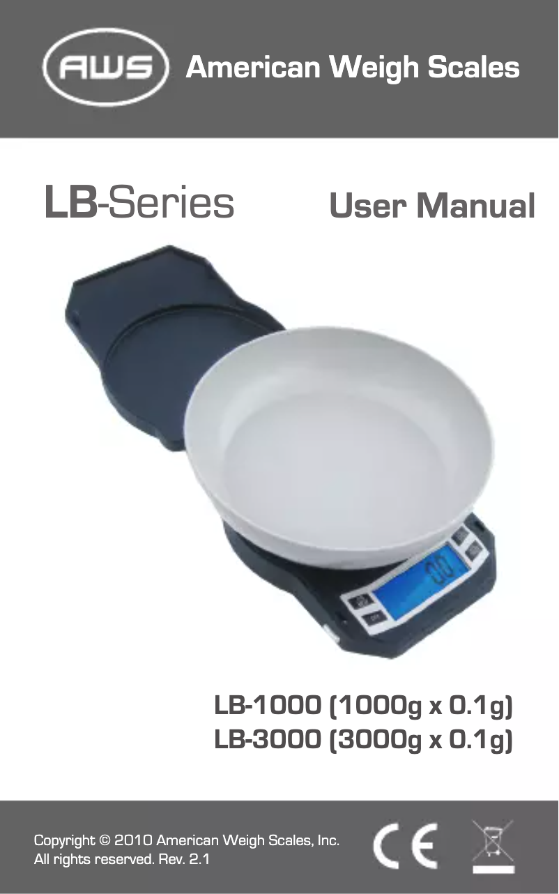 Page 1 de la notice Manuel utilisateur American Weigh Scales LB-3000