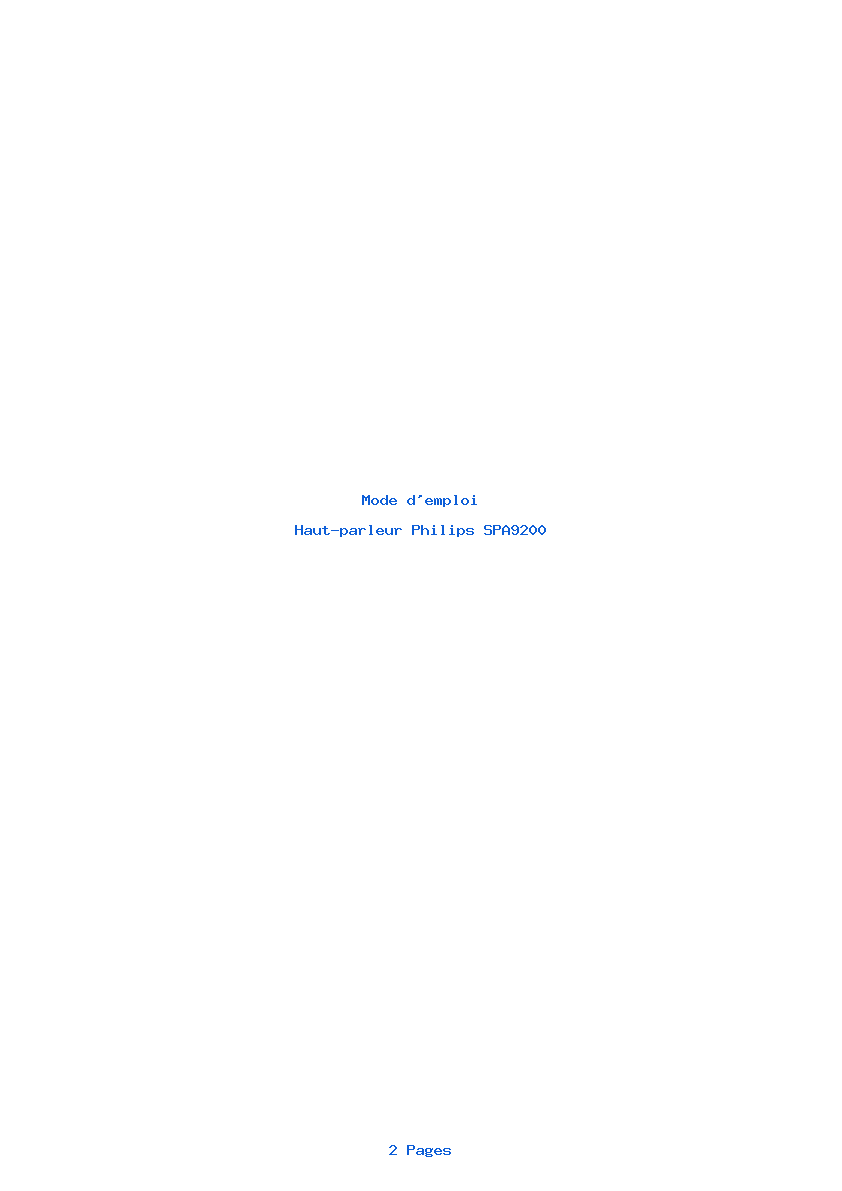 Page 1 de la notice Mode d'emploi Philips SPA9200