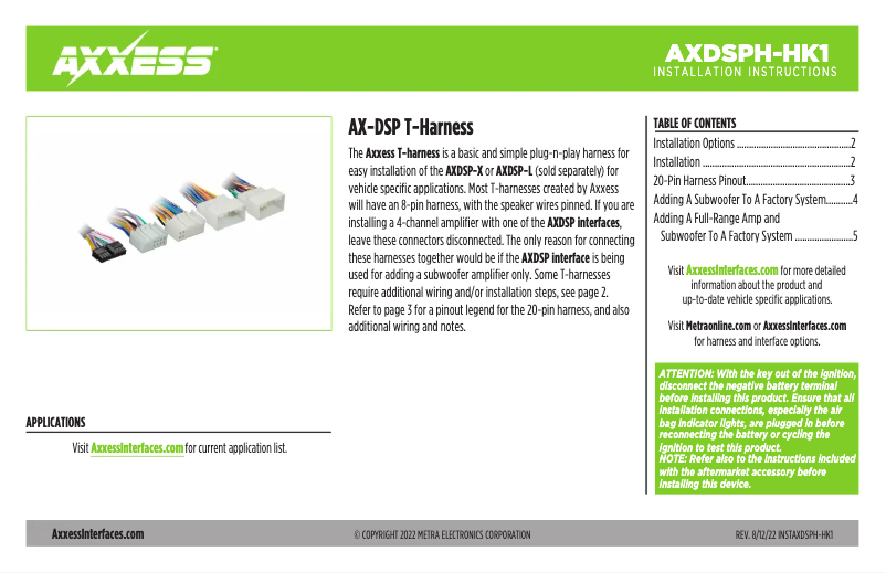 Page 1 de la notice Manuel utilisateur AXESS AXDSPH-HK1
