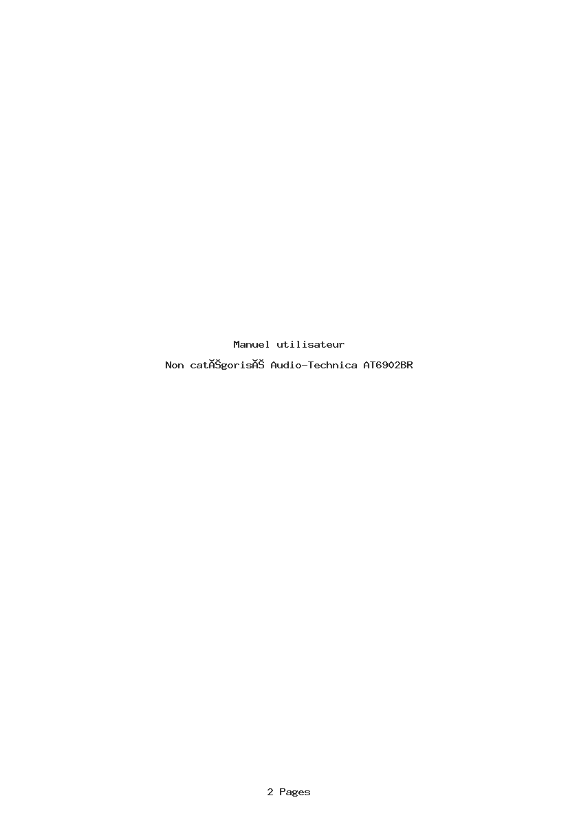 Page 1 de la notice Manuel utilisateur Audio-Technica AT6902BR