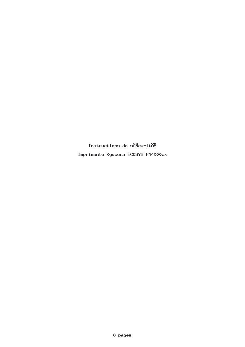 Page 1 de la notice Instructions de sécurité Kyocera ECOSYS PA4000cx