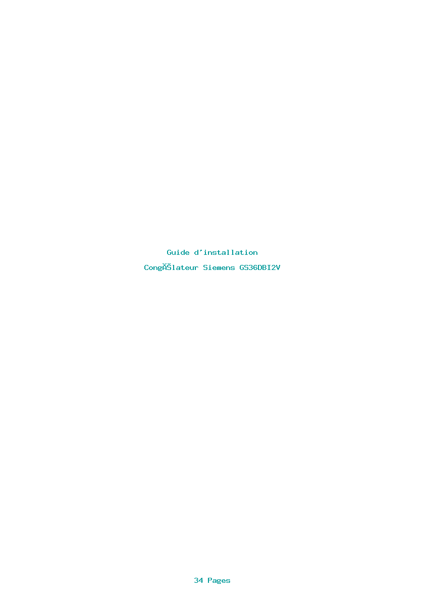 Page 1 de la notice Guide d'installation Siemens GS36DBI2V