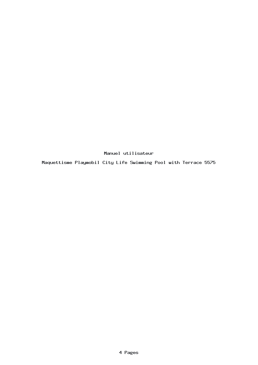 Page 1 de la notice Manuel utilisateur Playmobil City Life Swimming Pool with Terrace 5575