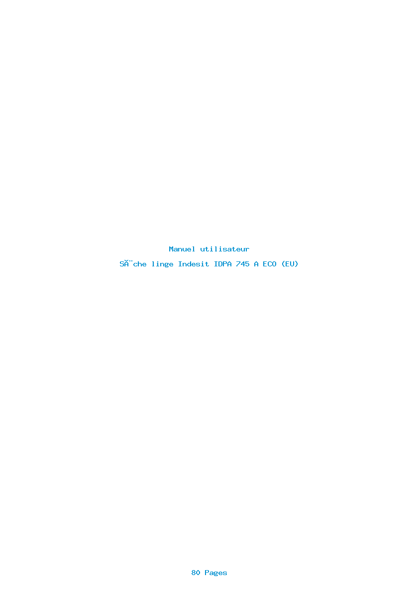 Page 1 de la notice Manuel utilisateur Indesit IDPA 745 A ECO (EU)