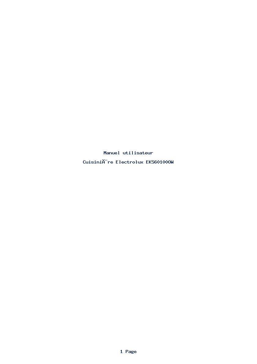 Page 1 de la notice Manuel utilisateur Electrolux EKS60100OW