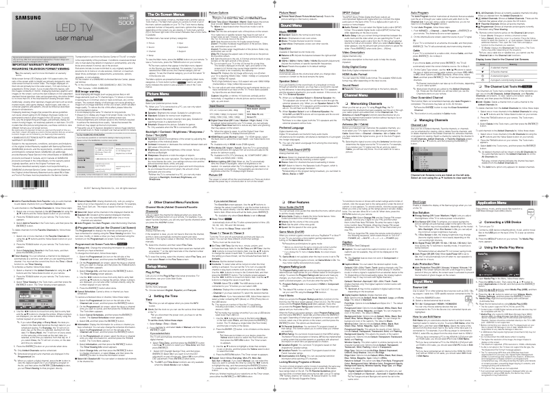 Page 1 de la notice Manuel utilisateur Samsung UN50J5000EF