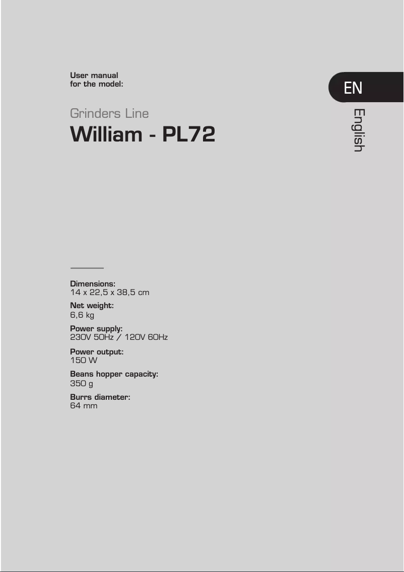 Página 1 del manual Manual de usuario Lelit William PL72