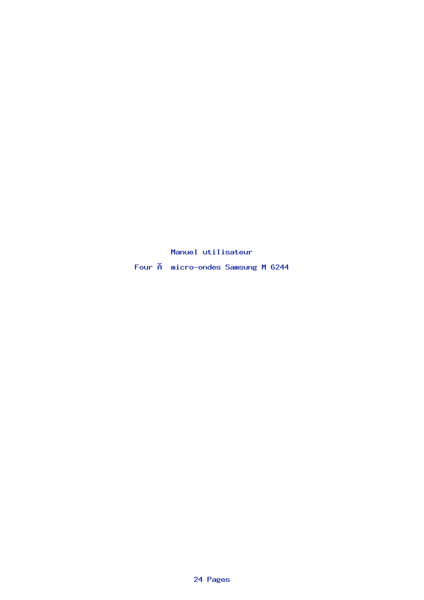 Page 1 de la notice Manuel utilisateur Samsung M 6244