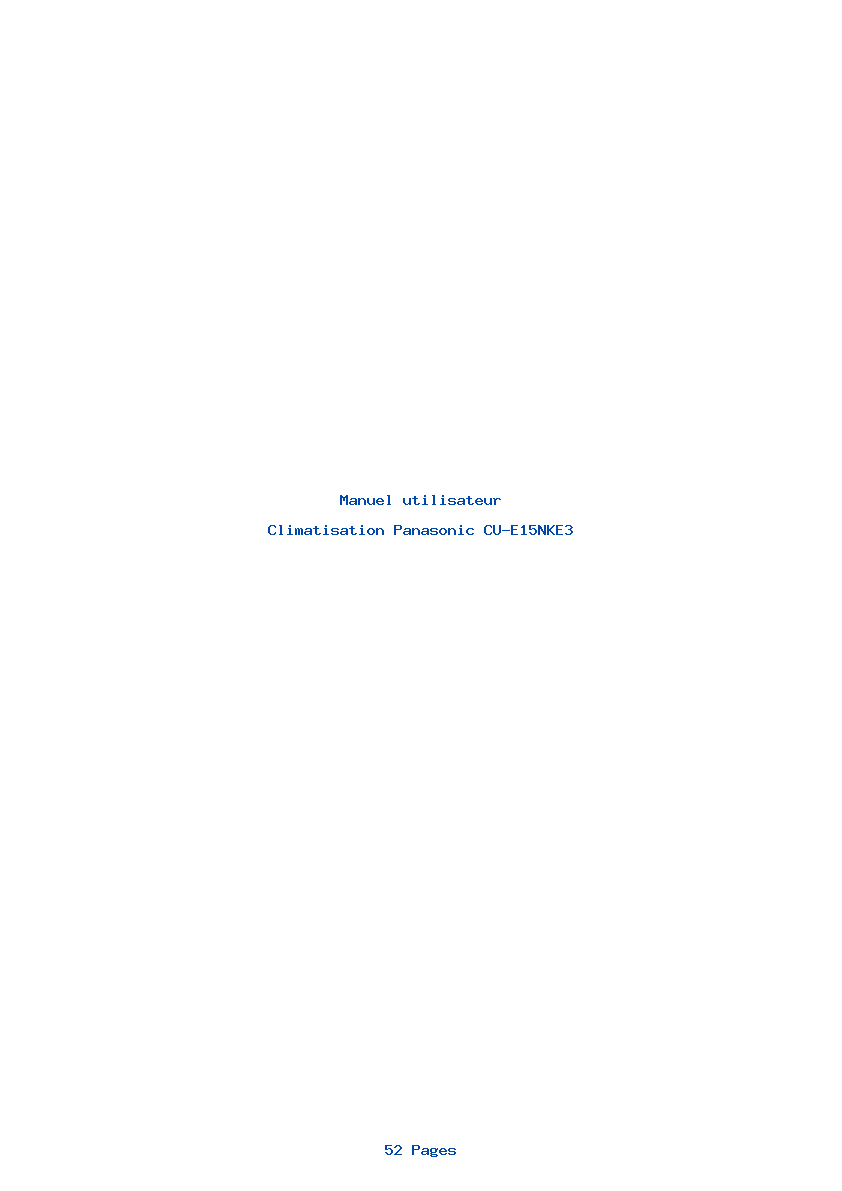Page 1 de la notice Manuel utilisateur Panasonic CU-E15NKE3