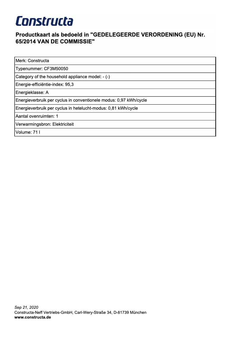 Page 1 de la notice Mode d'emploi Constructa CF3M50050