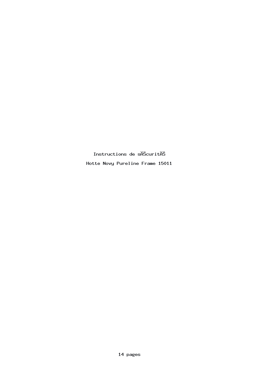 Page 1 de la notice Instructions de sécurité Novy Pureline Frame 15011