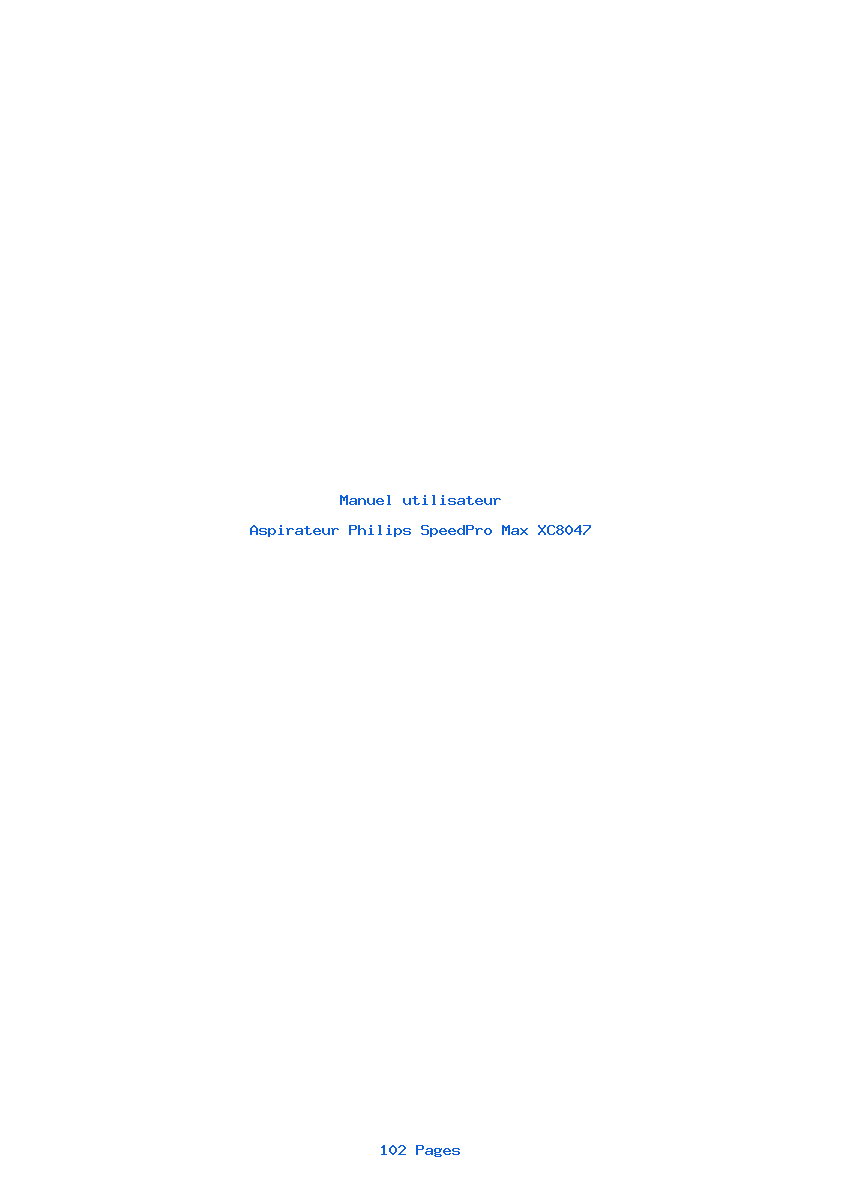 Page 1 de la notice Manuel utilisateur Philips SpeedPro Max XC8047