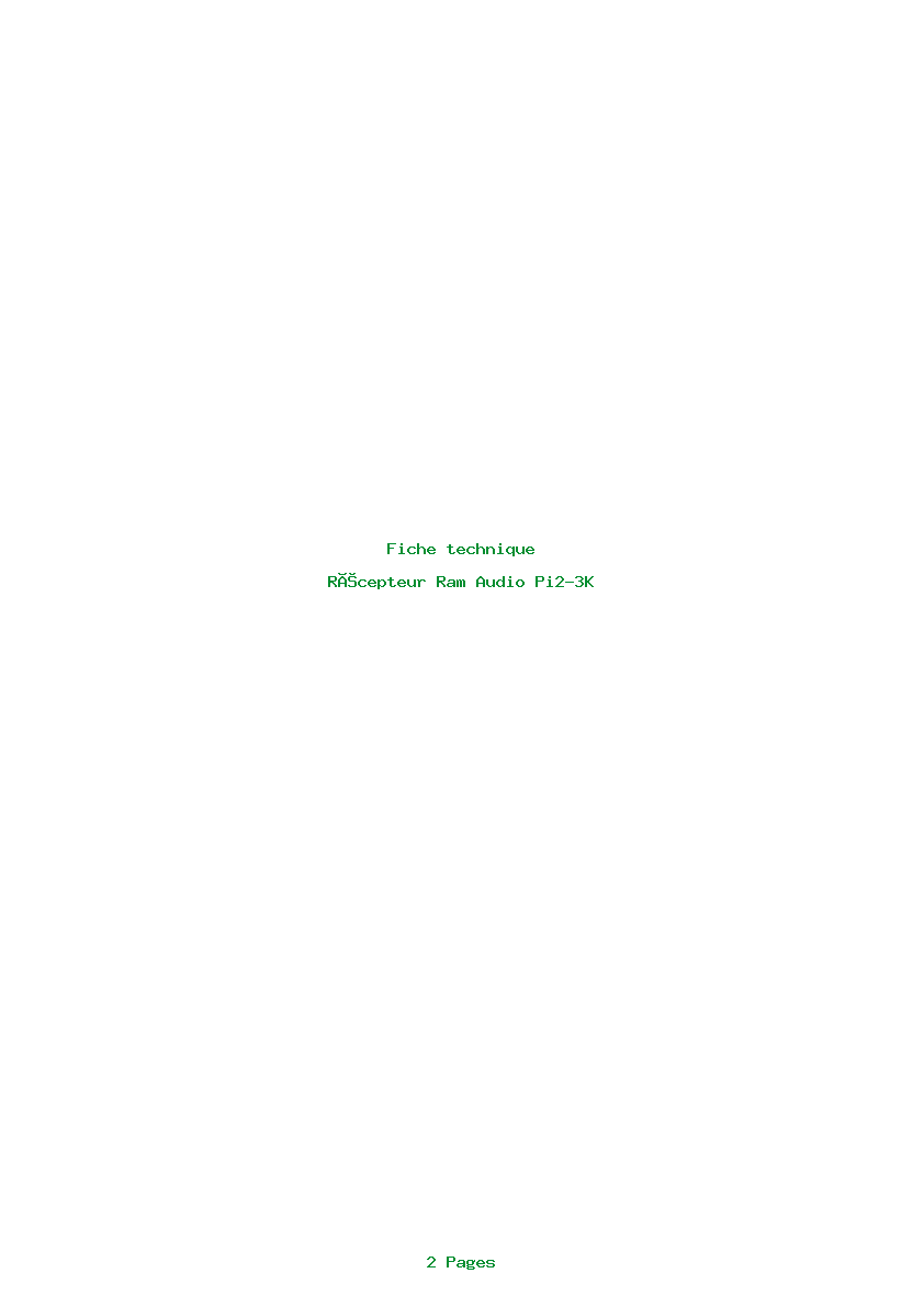 Page 1 de la notice Fiche technique Ram Audio Pi2-3K