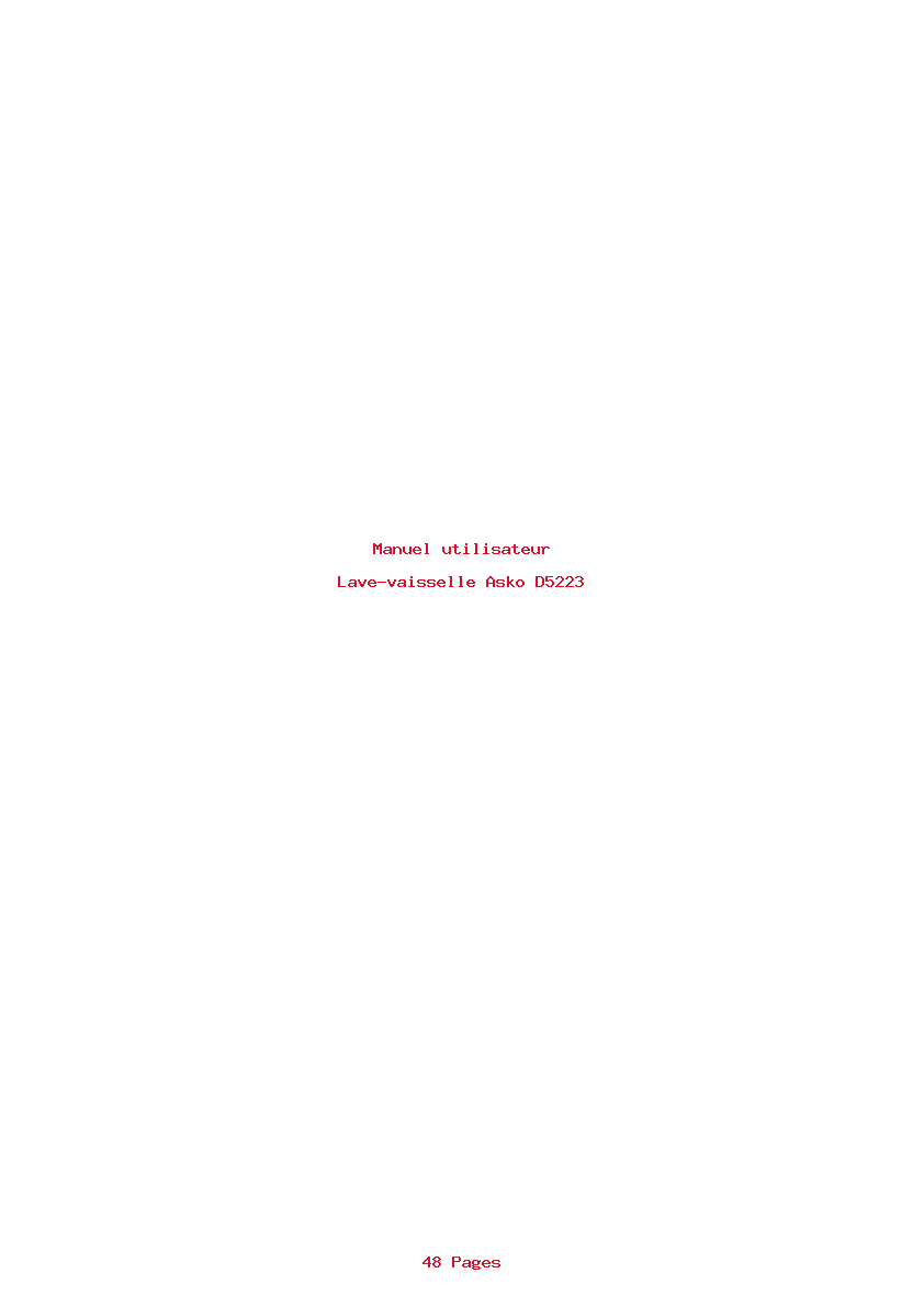 Page 1 de la notice Manuel utilisateur Asko D5223